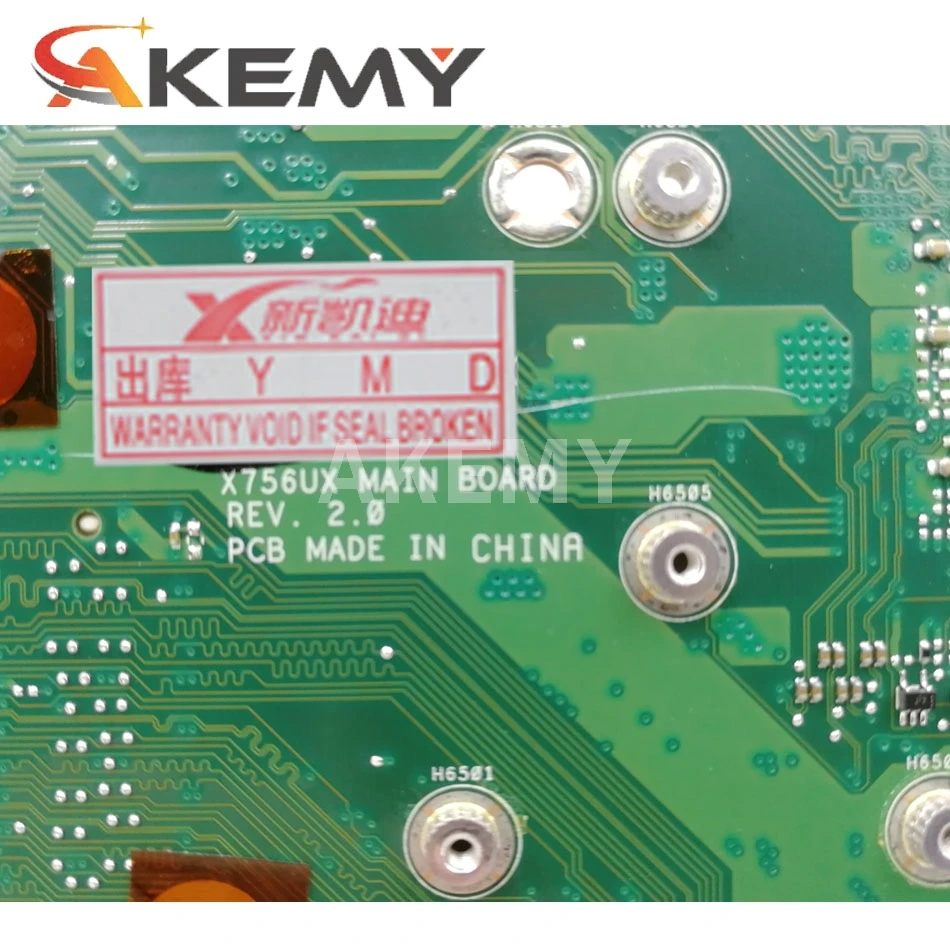 

AKemy New! X756UX MAIN_BD./I7-6500U GTX950M-2GB Mainboard For Asus X756U X756UXM K756U X756UB laptop motherboard test ok