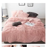 Pink White Fleece Fabric Winter Thick 20 Pure Color Bedding Set Mink Velvet Duvet Cover Bed sheet Bed Linen Pillowcases 4/6pcs