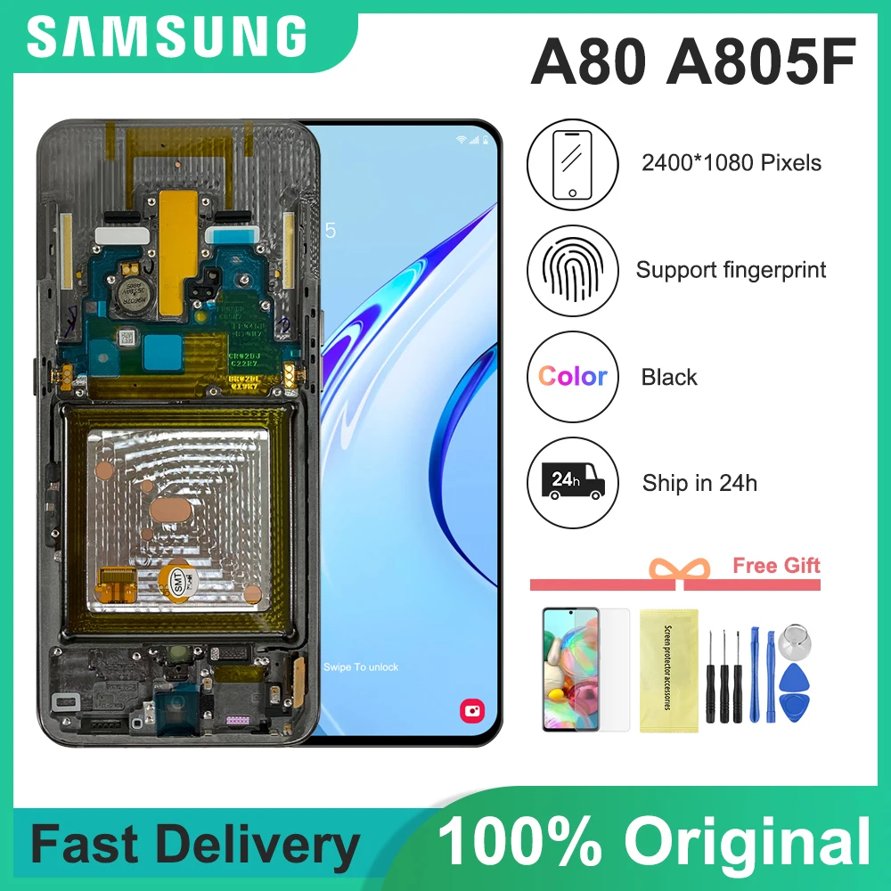 

6.7'' Original Display for SAMSUNG Galaxy A80 LCD A805F SM-A805F/DS Display with Frame Touch Screen Digitizer Assesmbly Replace