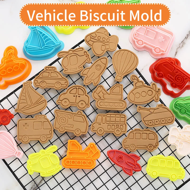 

Mold For Baking Transportation Tool Car Cartoon Cookie Molds Diy Household Baking Tools 3d Stereo Press Cookie Cutters Molds
