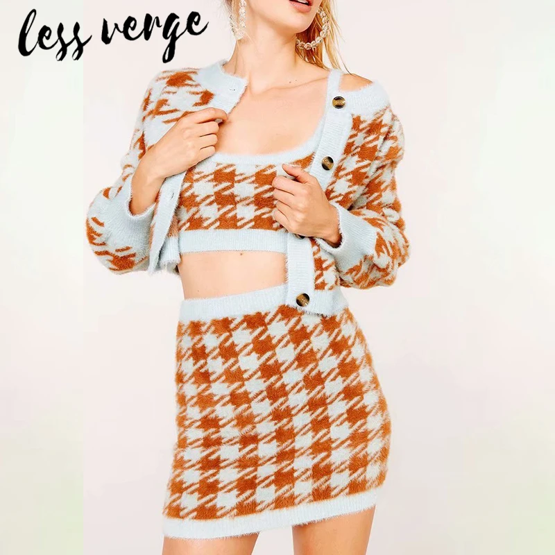 Lessverge офисные женские туфли в клетку комплект одежды из 3 предметов для женщин