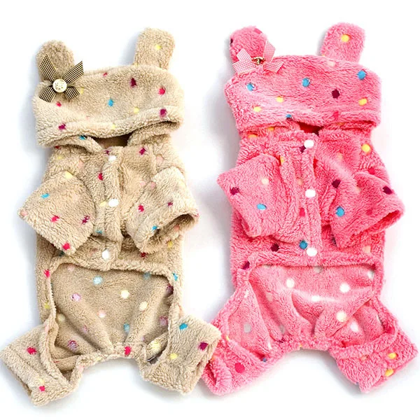 Осенне-зимняя милая мягкая теплая Пижама для собаки пальто в горошек Толстовка