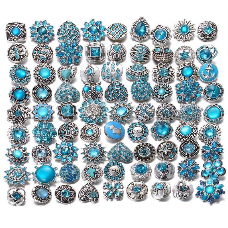 Новинка 10 шт./лот 18 мм кнопки для ювелирных изделий небесно голубой цвет стразы