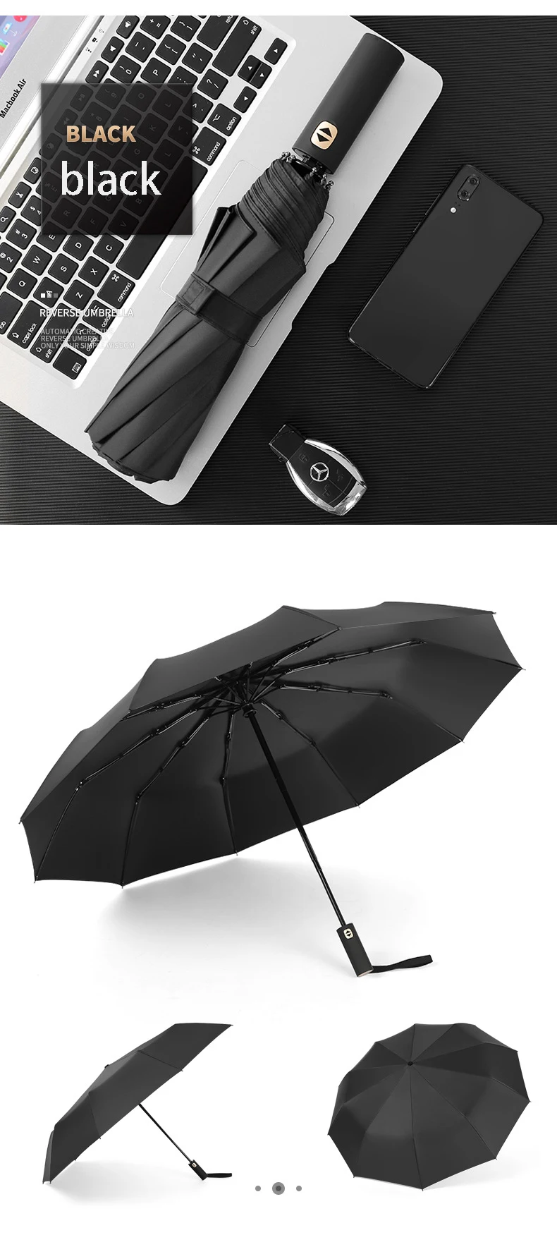 Explosion models automatic umbrella three fold windproof umbrella men and women sun umbrella three fold black plastic umbrella