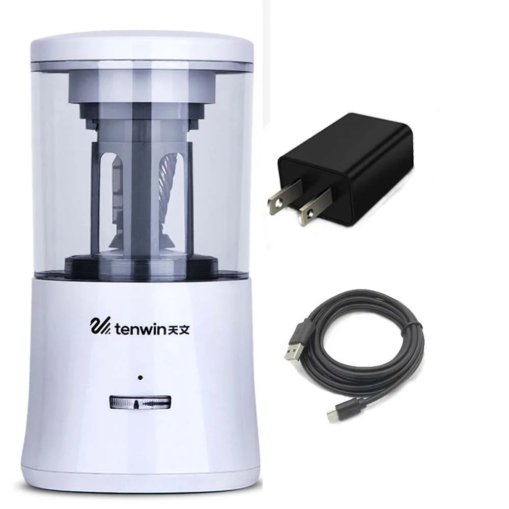 White US adapter Tenwin электрическая точилка для карандашей сверхмощная перезаряжаемая для класса авто Стоп быстрая заточка в 3s школьные офисные канцелярские принадлежности - Цвет: White US adapter