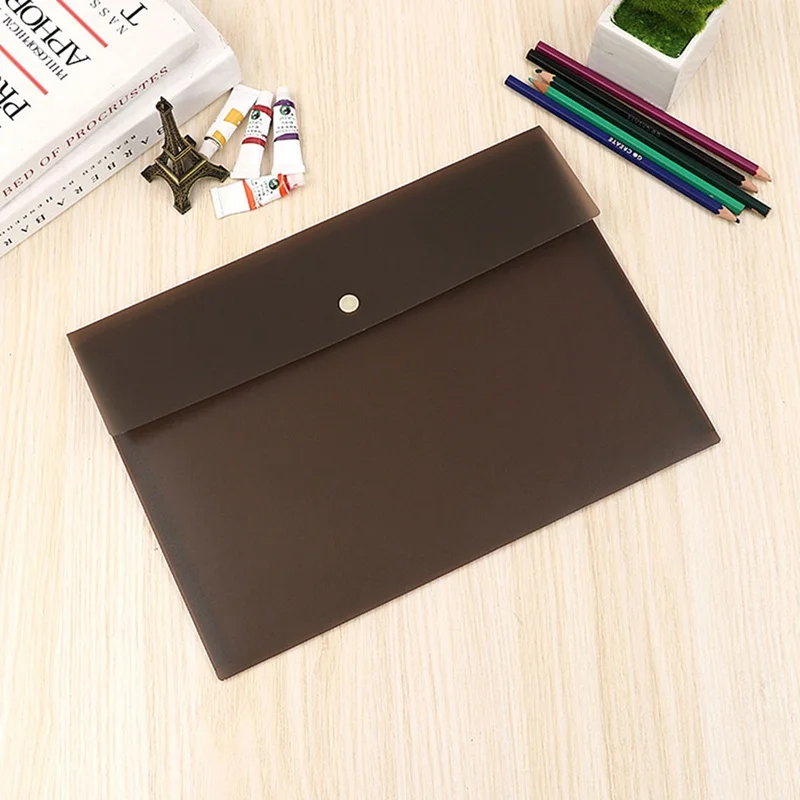 

A4 Size Envelope Folder PP Plastic Storage Pouch Holder Paper Document File Folder Organizer Bag With Snap Button Closure