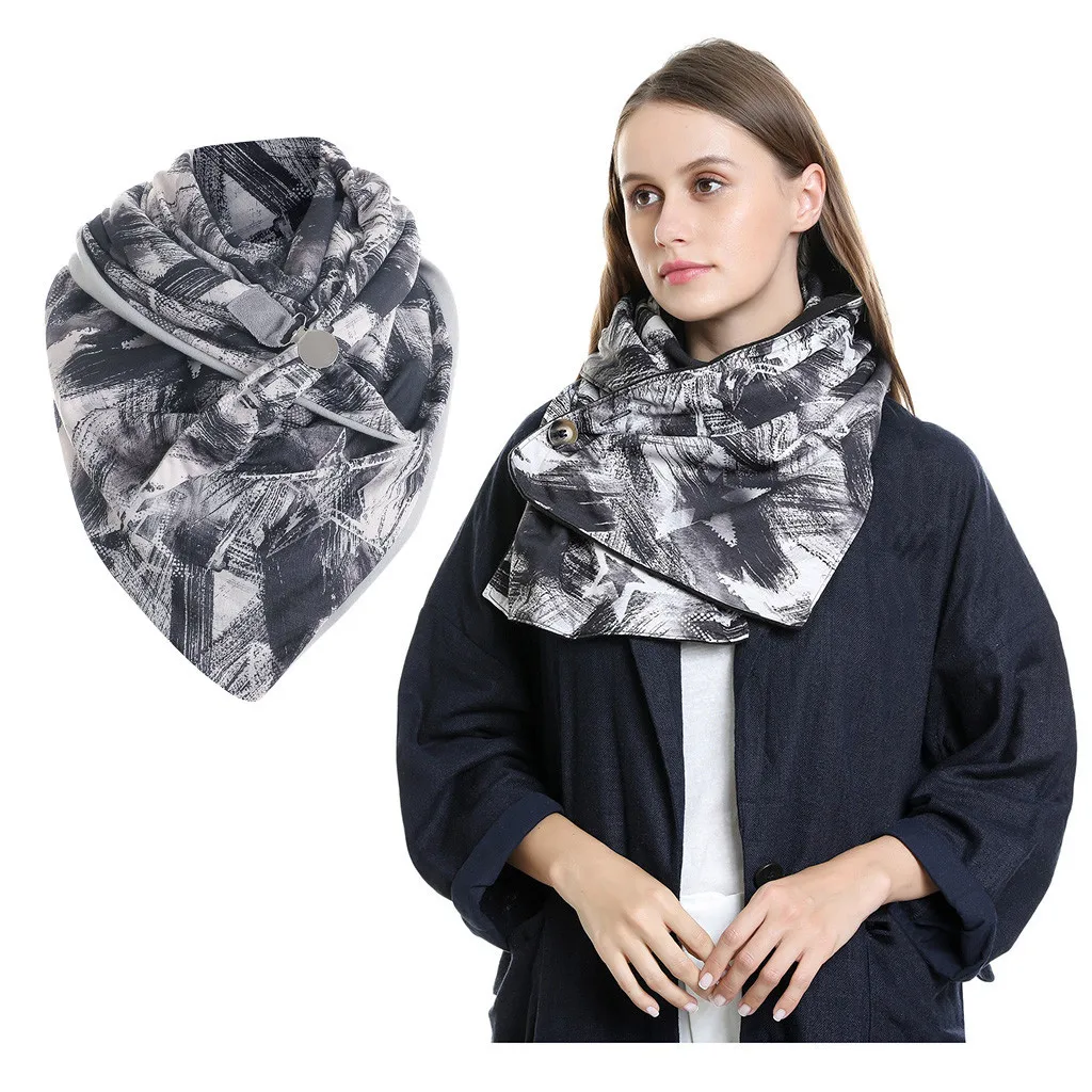 

Fashionable Printing Scarves For Women Winter Warm Scarves Shawls Button Soft Wrap Bufanda Para Mujer Casual Neck Warmer Scarf