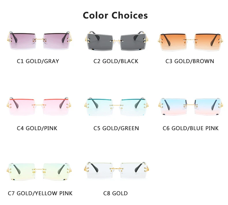 

2020 Retro Sunglasses Women Brand Designer Fashion Rimless Gradient Sun Glasses Shades Cutting Lens Ladies Frameless Eyeglasses