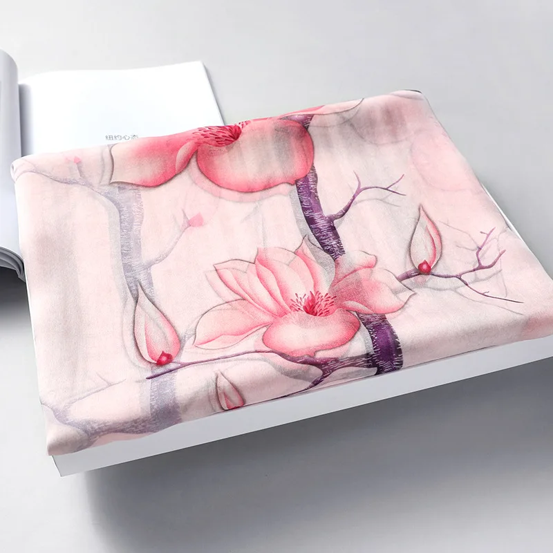 

100%Silk Luxury Brand New Summer Women Silk Scarf Beach Hijab Shawls and Wraps Female Foulard Echarpe Designer Bandana