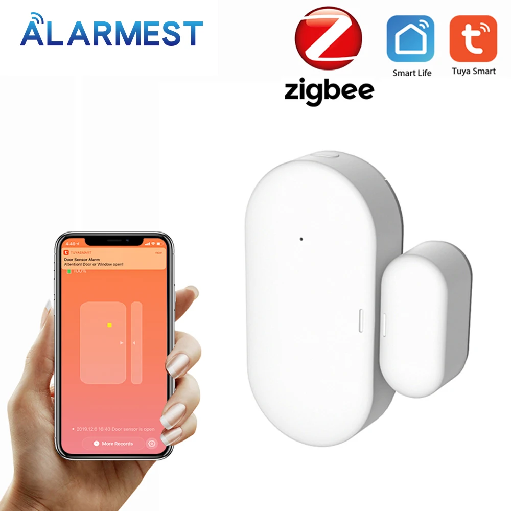 

Alarmest Tuya Zigbee датчик дверей/окон датчик контактов двери умный дом сигнализация умный дом автоматизация питания от Tuya