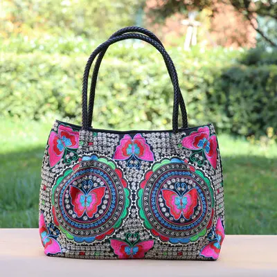 

Модные женские сумки для покупок с национальной вышивкой! Красивые повседневные женские тоуты с цветочной вышивкой, универсальные холщовы...