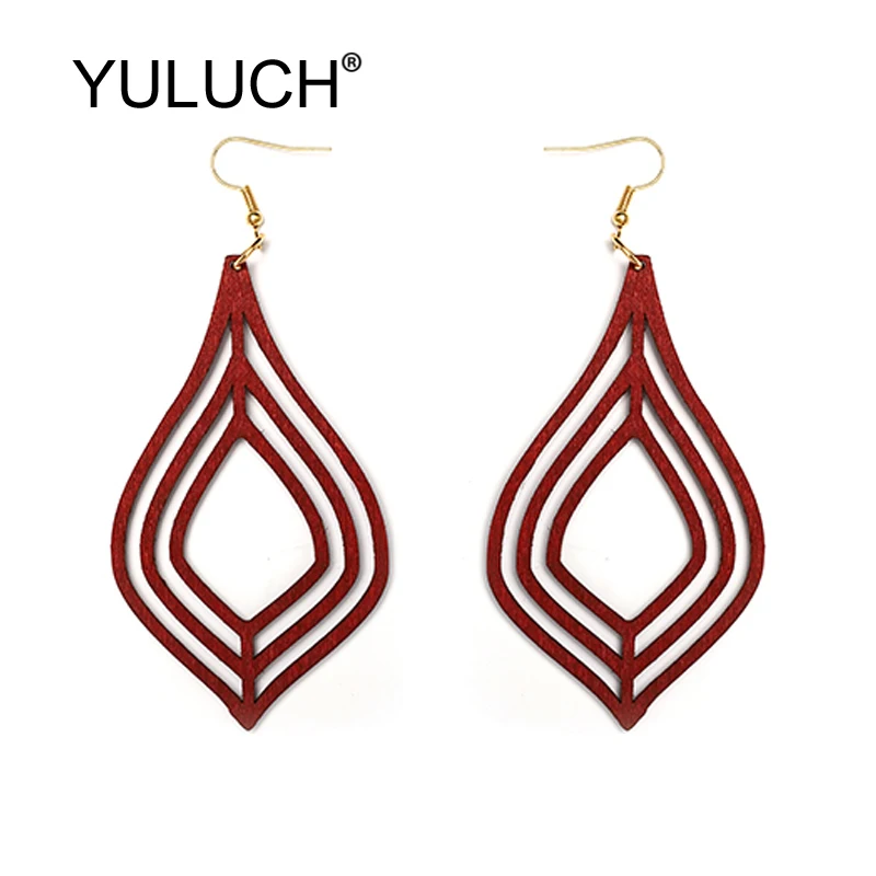 Простые висячие серьги YULUCH Pop для девушек красные черные женщин модные длинные