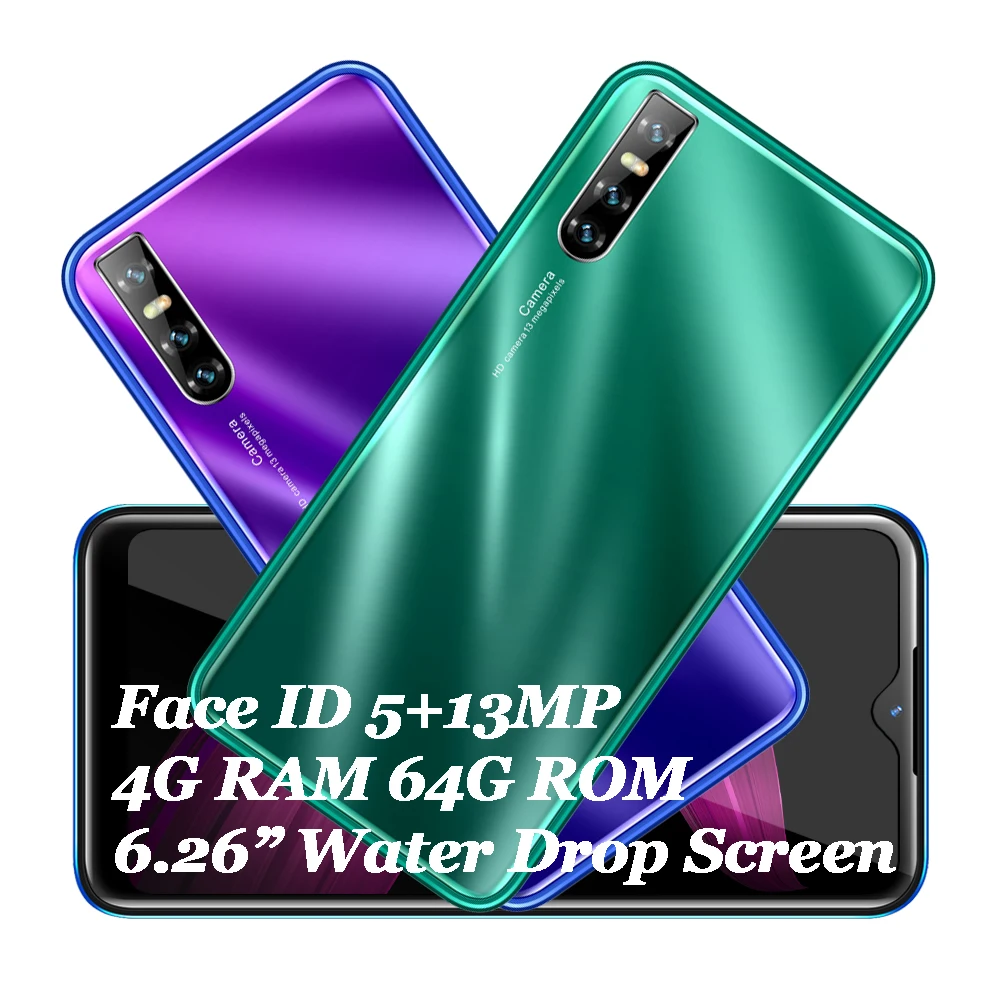 Четырехъядерный 13 МП смартфон 4 Гб RAM 64 ROM 6 26 'ɹX экран капли воды распознавание
