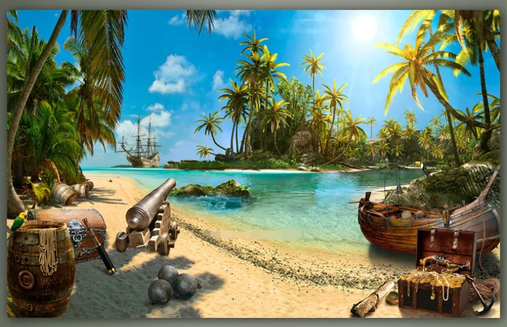 Индивидуальные 3D фото обои росписи волшебный пиратский Остров Сокровищ пейзаж 3d