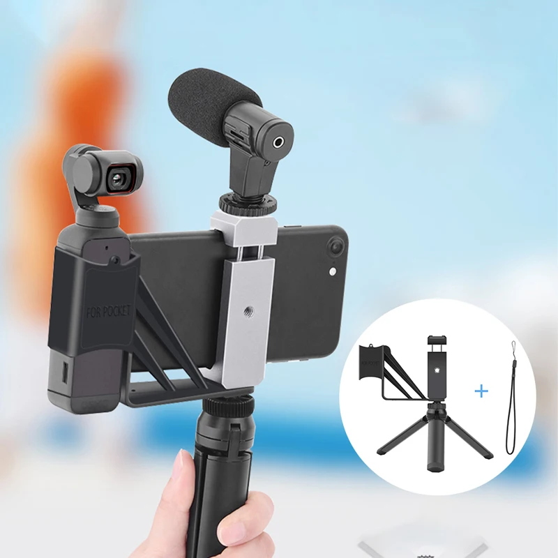 

Fixed Mounting Bracket with Cold Shoe 1/4 Inch Screws Handheld Phone Holder Support Tripod for DJI Osmo Pocket 2