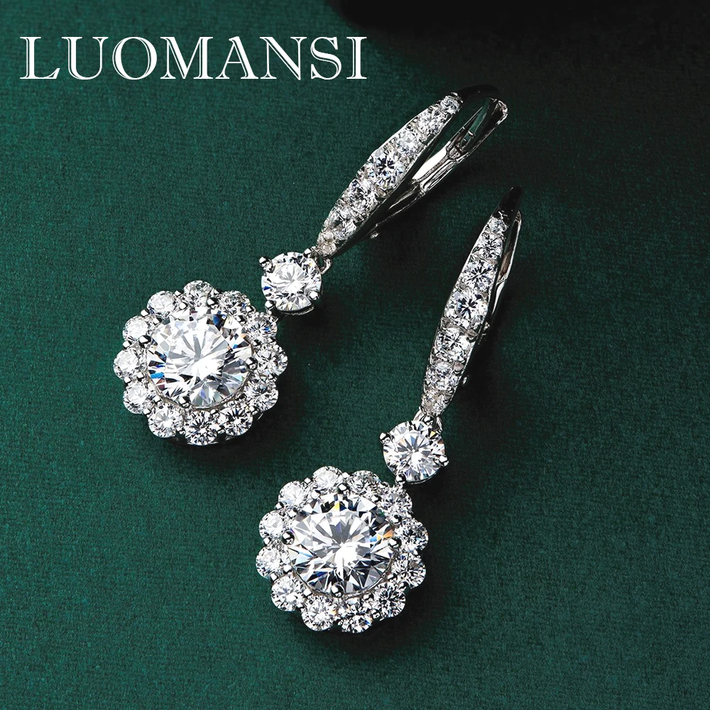 Luomansi оптовые серебряные ювелирные изделия посеребренные 18K серьги из белого