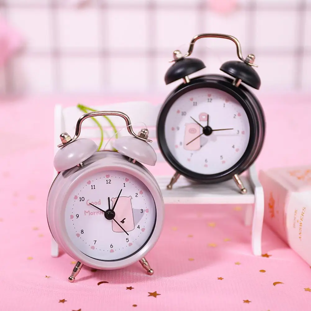 Портативный Модный классический бесшумный двойной Звонок будильник кварцевый