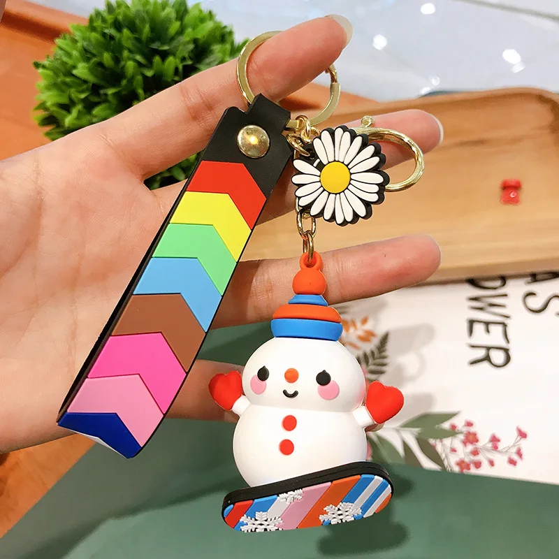

Cartoon Doll Keychain Cute Snowman Key Chain Children Bag Pendant Accessories Keyring Snow Winter Good Kids Girl Gifts