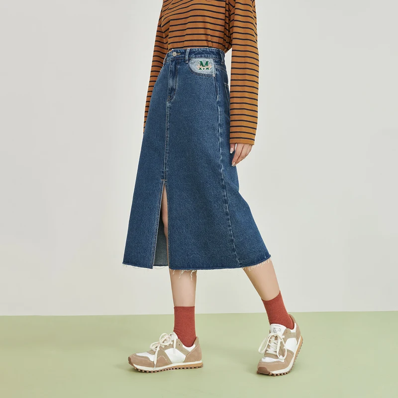 INMAN Женская юбка весна-осень винтажный минималистичный дизайн с вышивкой и