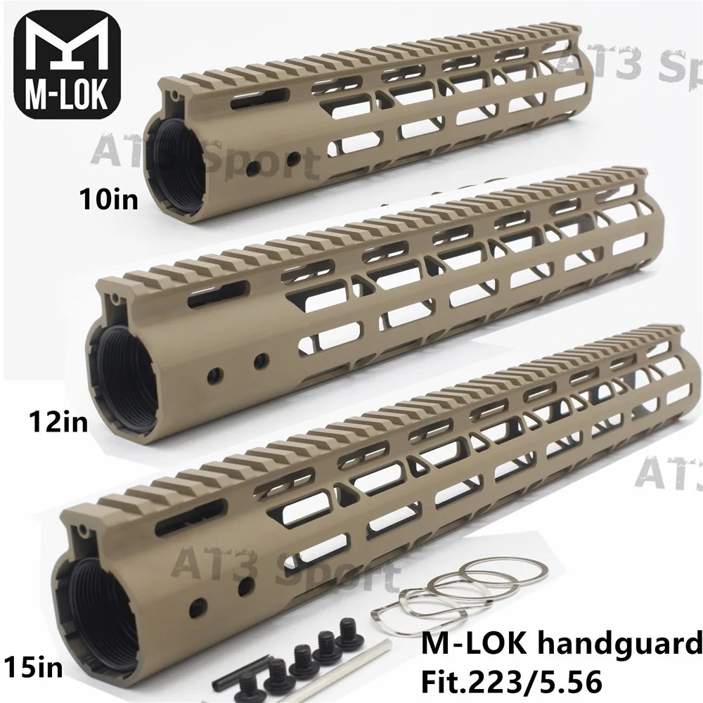 Tan 10/12/15 ''дюймовый Mlok тонкий свободный поплавок Handguard прицел крепление с
