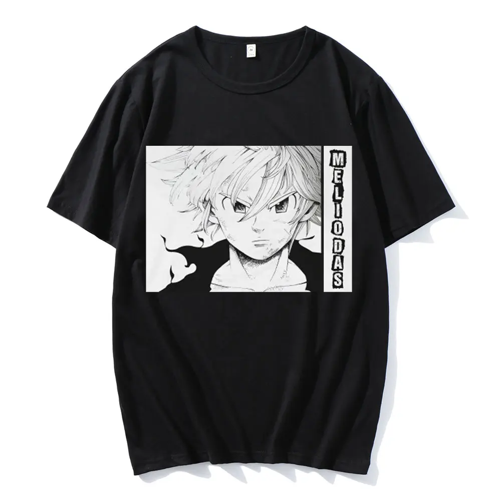 

Japan Anime Seven Deadly Sins Meliodas Graphics T-Shirt for Men O-neck Short Sleeve Manga Tee Shirt Soft Cotton Tshirt Oversized