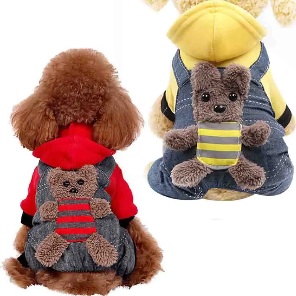 

Four-Legged Coral Fleece Padded Double Coat Strap Bear Dog Paparazzi Clothes Cat Pet Clothes Autumn And Winter Warm