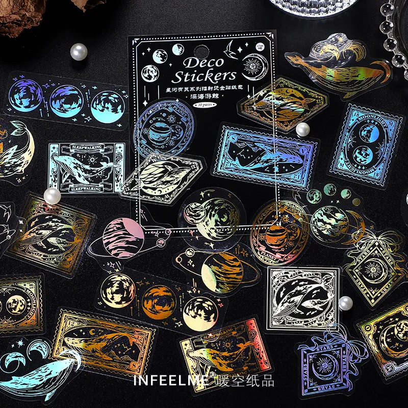 

Горячее тиснение, 30 листов, упаковка наклеек для домашних животных, 85x120 мм, красочная наклейка с галактикой, мультяшная наклейка с бабочкой, ...