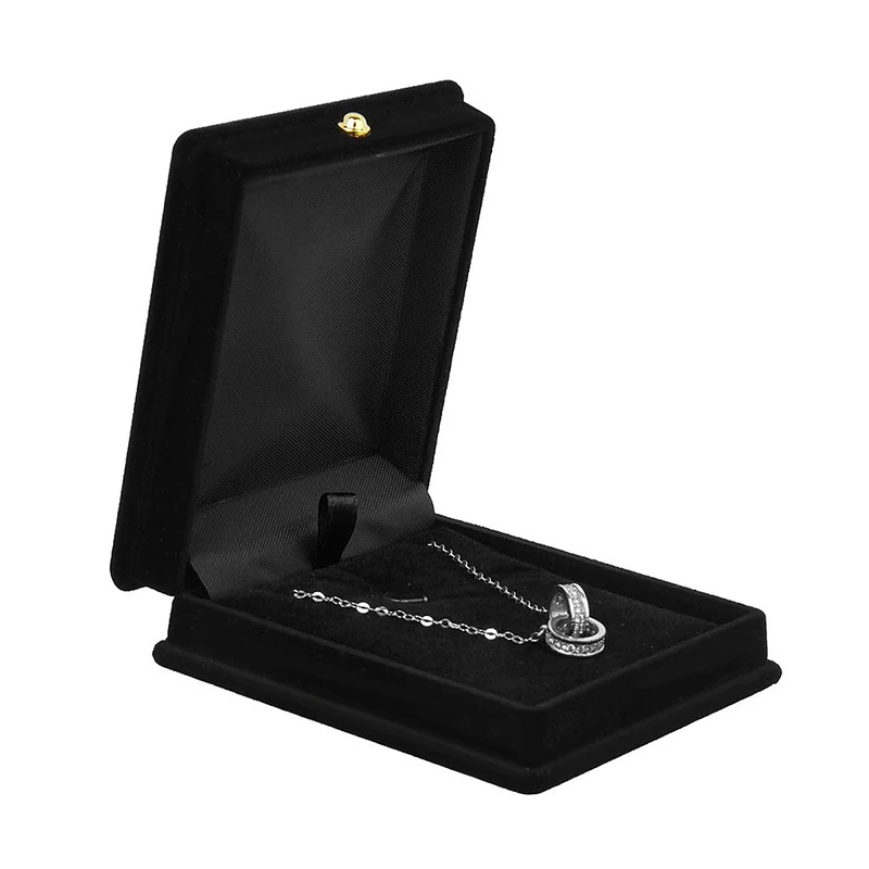 

1 x Velvet Necklace Chain Jewelry Display Storage Box Gift Case Holder Organizer---Black