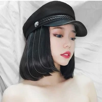 xinran baseball cap with wigs pixie cut bob hair synthetic short hair hat for women