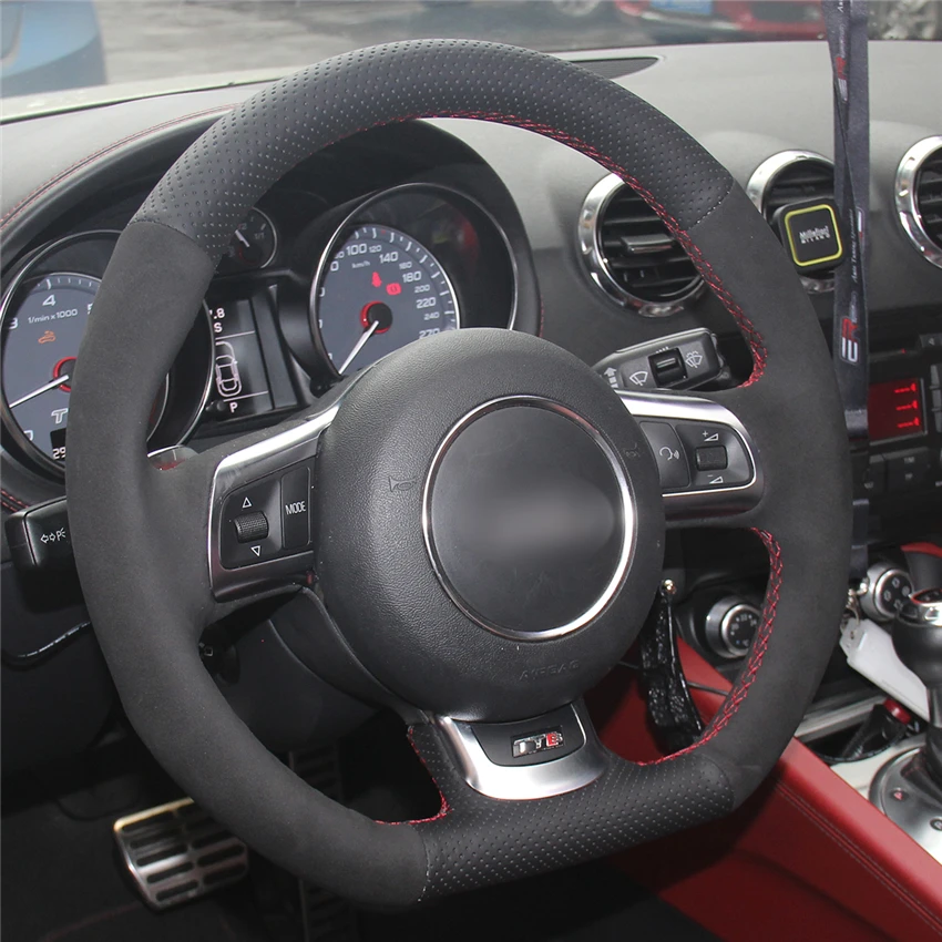 Black Suede Genuine Leather Car Steering Wheel Cover for Audi R8 2008-2010 TT 2008-2015 TTS 2009-2015 RS 2012-2013 | Автомобили и