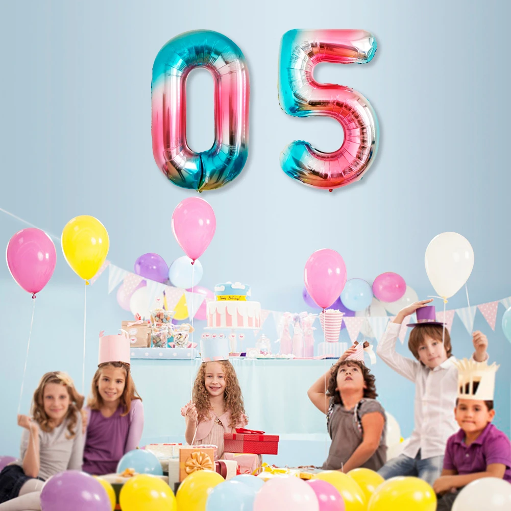 40 дюймов Большой фольги номер дня рождения шары изменение цвета 0 1 2 3 4 5 6 7 8 9