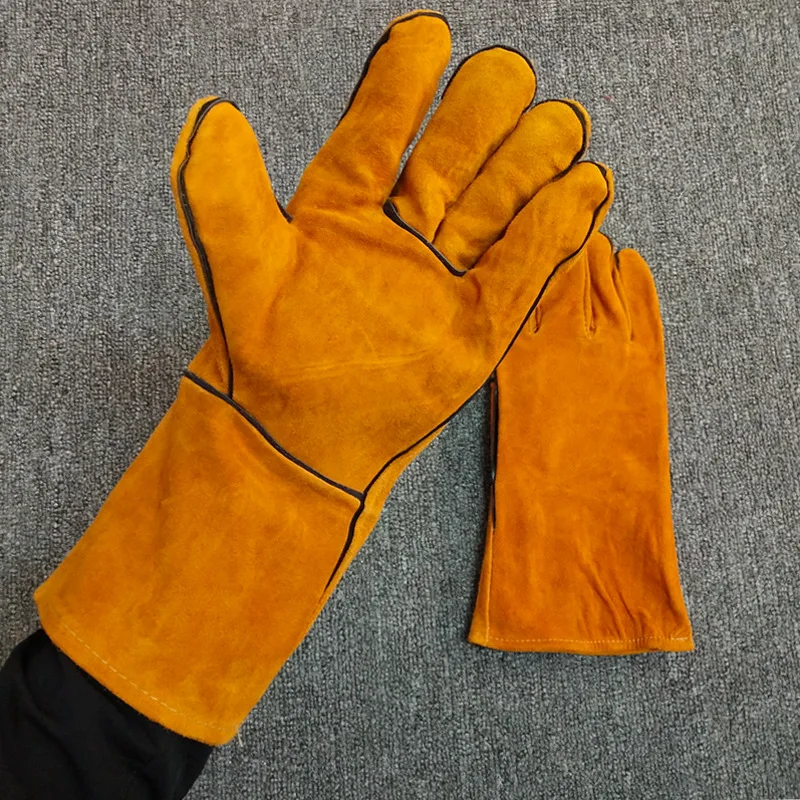 

Long Leather Welding Gloves Double-layer Cowhide Thick Wear-resistant High Temperature Welder Gloves