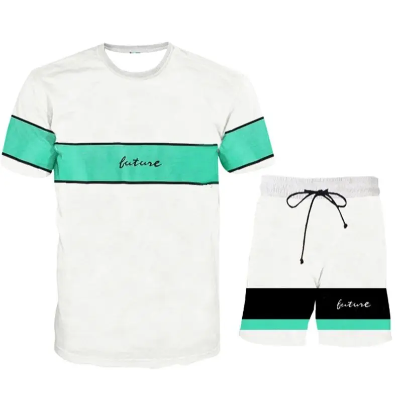 

Fahion New Men's 3D T Shirt Set 3D Print Trend Exquisite Pattern Clothes Men's Outdoor Leisure Short Sleeve Shorts 2 Piece Set