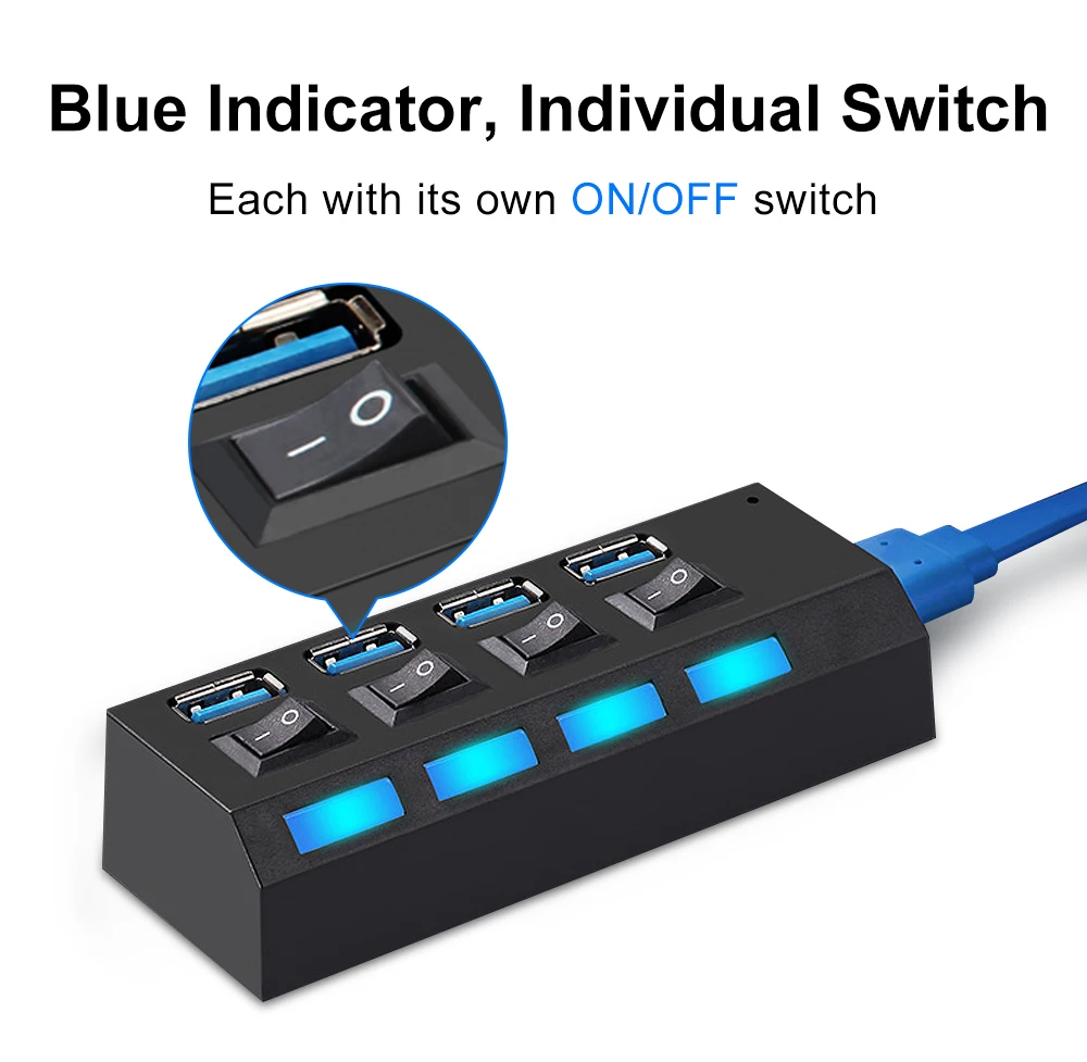 Usb-хаб 3,0 Мульти USB 3,0 концентратор USB разветвитель 2,0 Hab несколько 4/7 портов расширитель с адаптером питания Компьютерные аксессуары для ПК