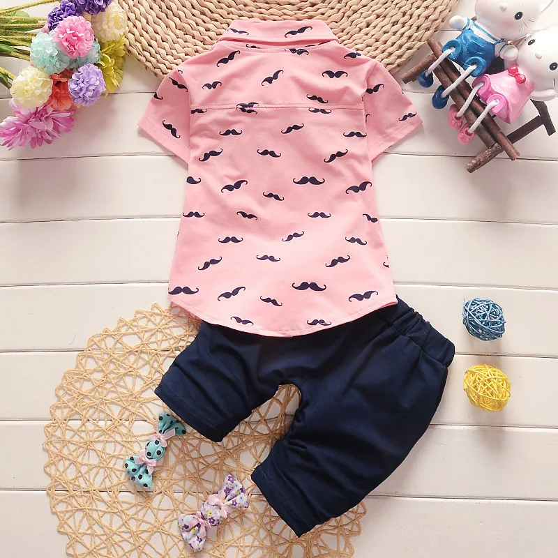 Summer Baby Boys Girls Clothing Sets Kids Clothes T-shirt Short 2PCS/Set Cartoon Moustache Children Sport Suits Infant Tracksuit |