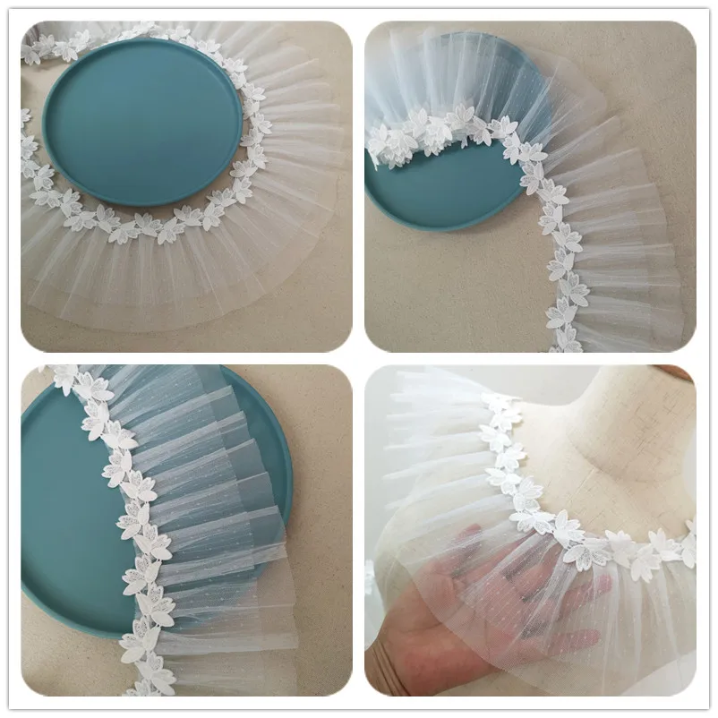 

French Embroidery Ribbon Applique Tulle Lace Fabric DIY Romantic Wedding Dress Veil Decoration Cuff Skirt Sewing Accessories