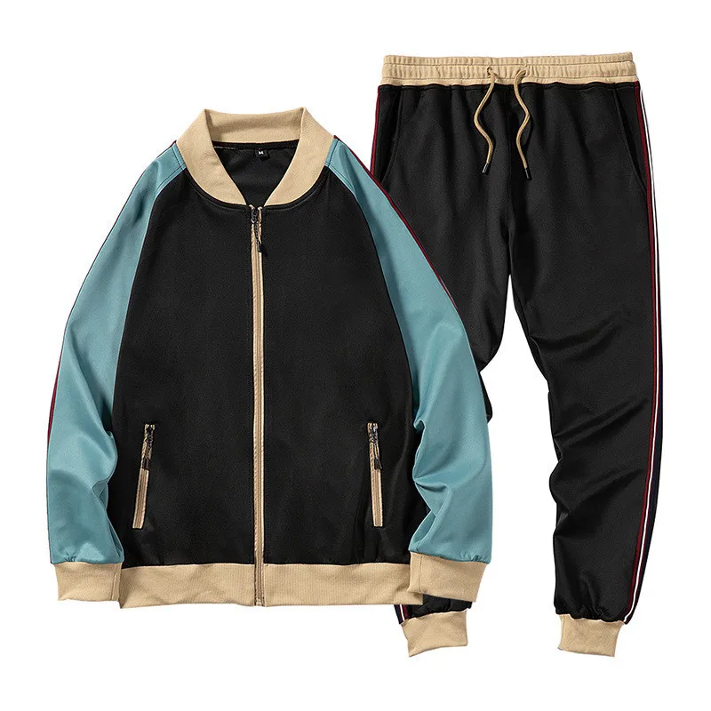 

2021 New Sports Sets Spring And Autumn Youth Vitality Style Men's Fashion Retro Color Matching Casual Men's Two-Piece Sets M-3XL