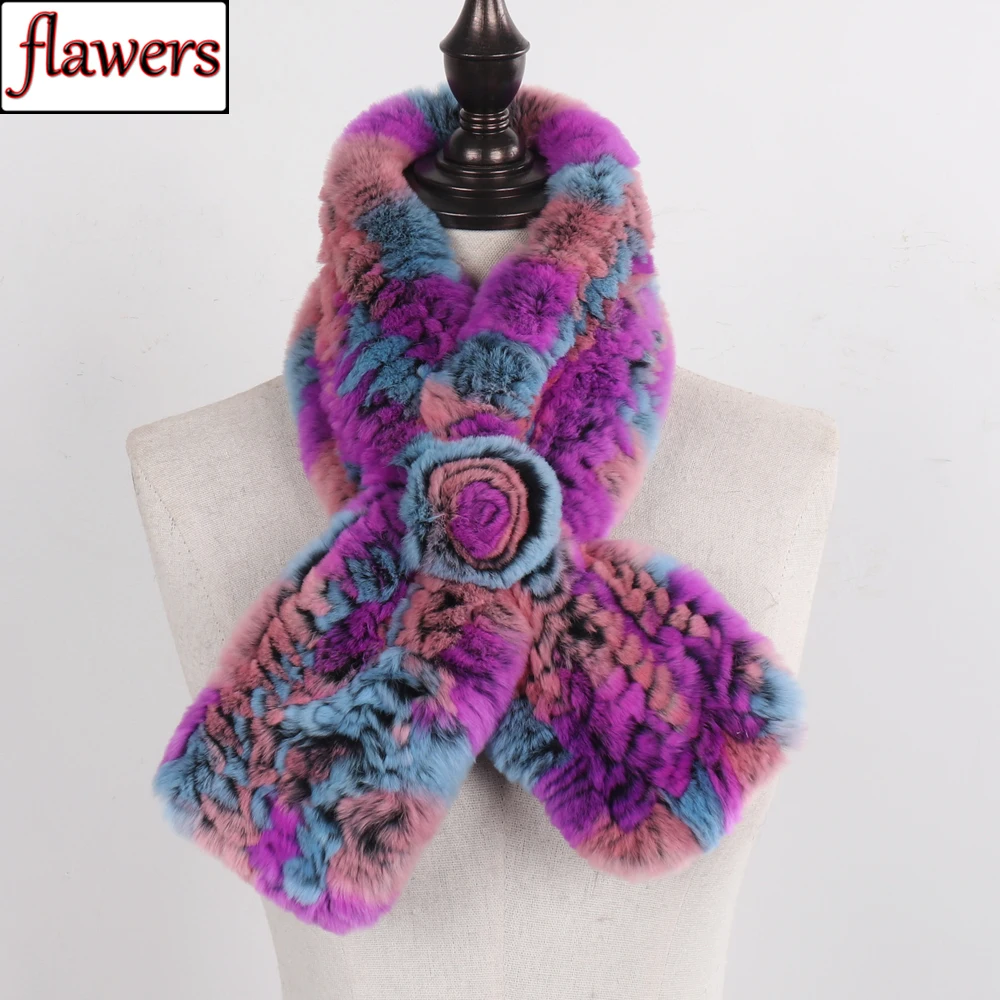 New Arrival Knit Winter Lady Natural Rex Rabbit Fur Scarf Women Warm Real Neckerchief Fashion Scarves |