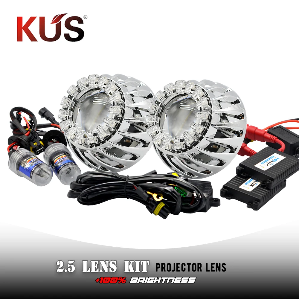 Линзы проектора 2 5 дюйма Bi Xenon DRL Lotus Angel Eye осветительная маска H1 35 Вт комплект