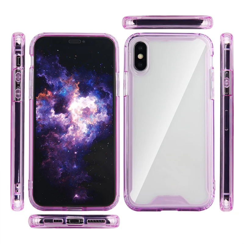 Прозрачный чехол-бампер с рамкой для iphone 11 Pro Max Mini X Xs XR SE2 7 8 Plus гибридный жесткий