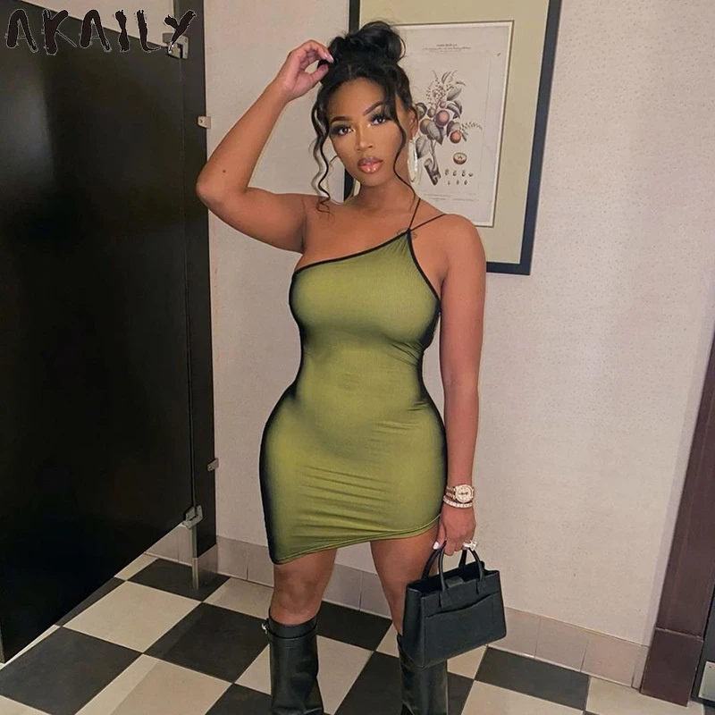 

Летние сетчатые Сексуальные облегающие платья Akaily с лямкой на шее для женщин 2021 Клубная одежда однотонное Бандажное мини-платье без рукаво...