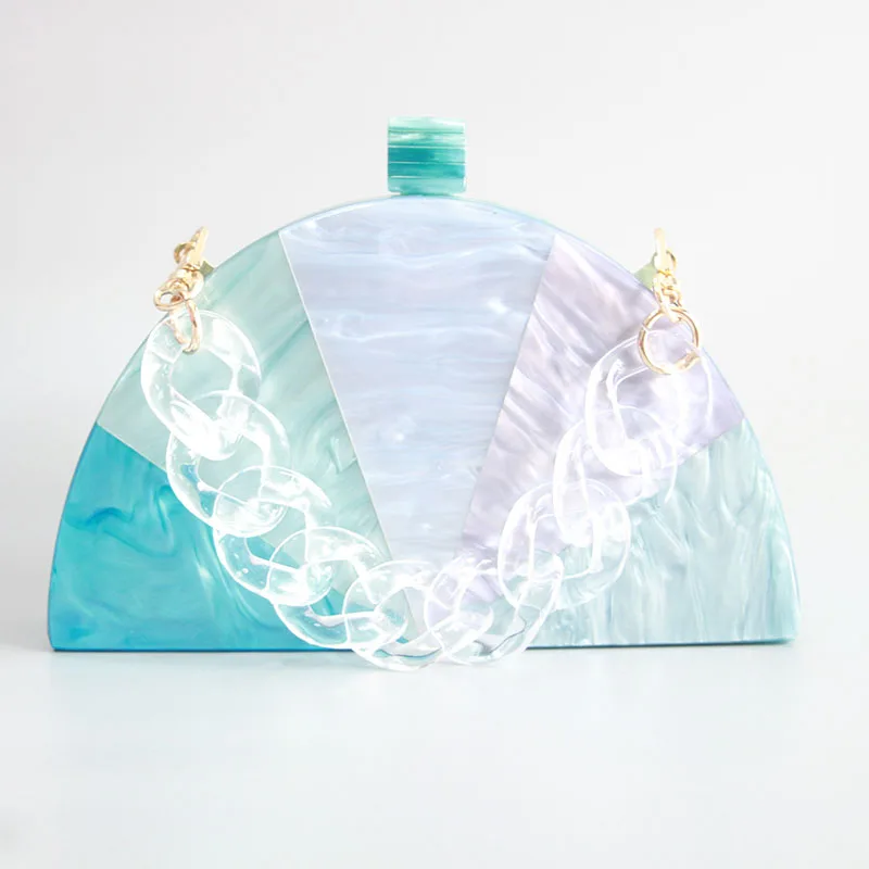 

Цветные круглые акриловые сумочки через плечо в форме полумесяца для женщин, дорожная простая сумка-мессенджер на ремне, Дамский кошелек через плечо