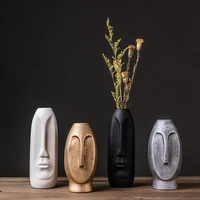 abstract creative simple ceramic home decor black and white face vase living room decorative ornament flower arranging device