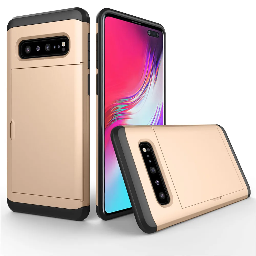 Gold VRSDES деловой чехол для телефона для samsung Galaxy S10 S10E S10 Plus S9 S8 S7 скользящий защитный чехол с отделениями для карт чехол для samsung Note 9 8 - Цвет: Gold