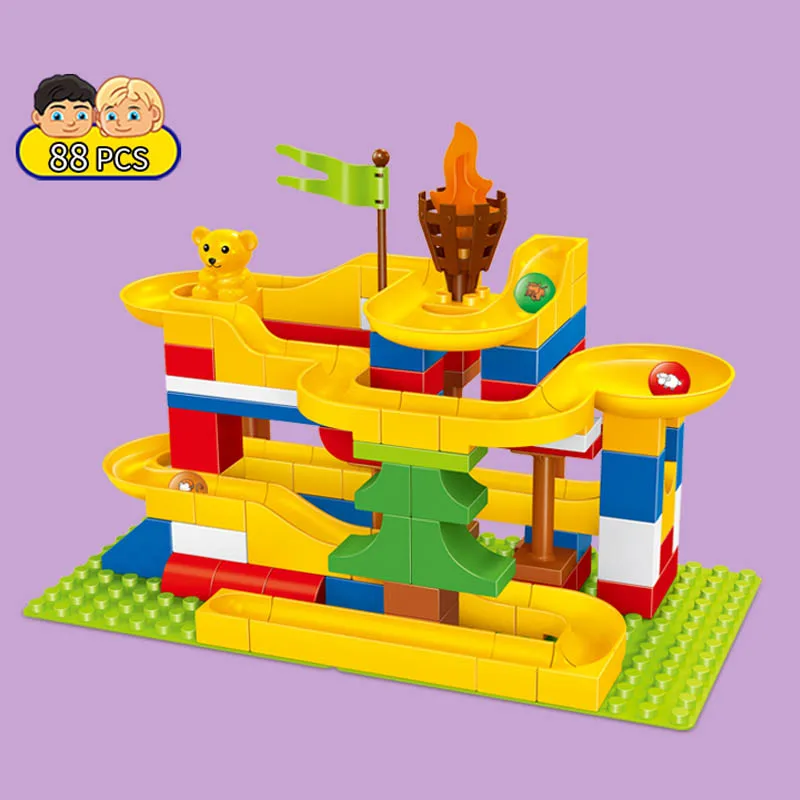 

GOROCK 88PCS Marble Race Run Maze Ball Track Building Blocks Plastic Funnel Slide Big Size Bricks
