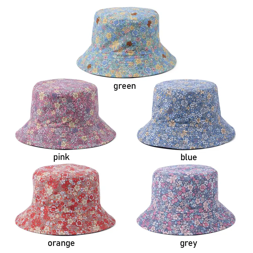

2021 Fashion Floral Print Bucket Hat Women Cotton Bucket Hats Women Summer Sunscreen Panama Hat Outdoor Fisherman Hat Beach Cap