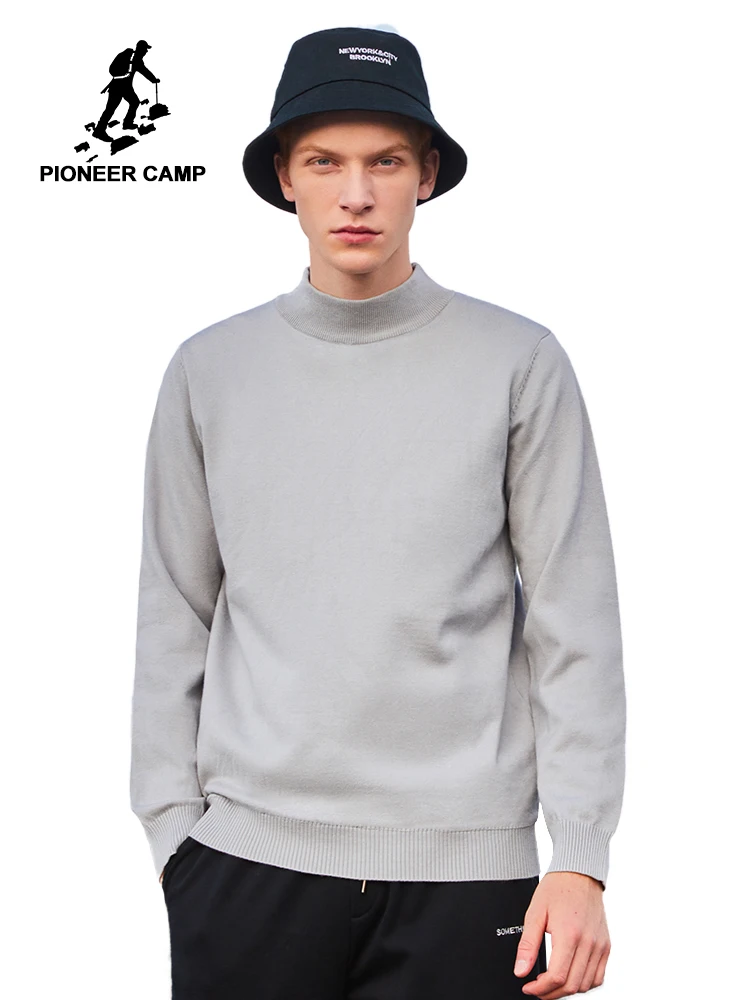 Бренд Pioneer Camp осенне-зимний свитер водолазка для мужчин черный серый цвет