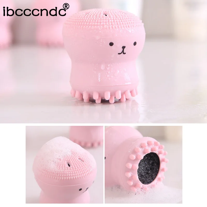 

1PC Cute Silicone Face Cleansing Brush Facial Cleanser Octopus Shape Facial Cleanser Exfoliator Face Scrub Washing Brush TSLM1