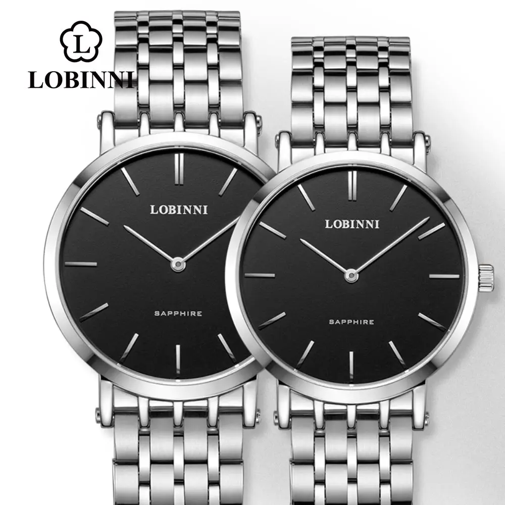Switzerland Lobinni Luxury Brand Couple Watches Pair Men And Women Japan Quartz Watches Stainless Steel Fashion relojes 2020