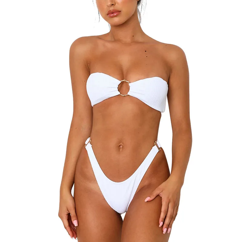 Сексуальное бикини 2020 с кольцом бандо женский купальник женские Мини-стринги